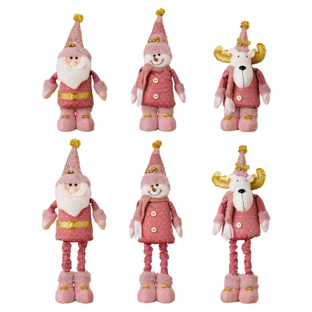 Christmas Decoration Pink Telescopic Doll Santa Claus Snowman Elk.