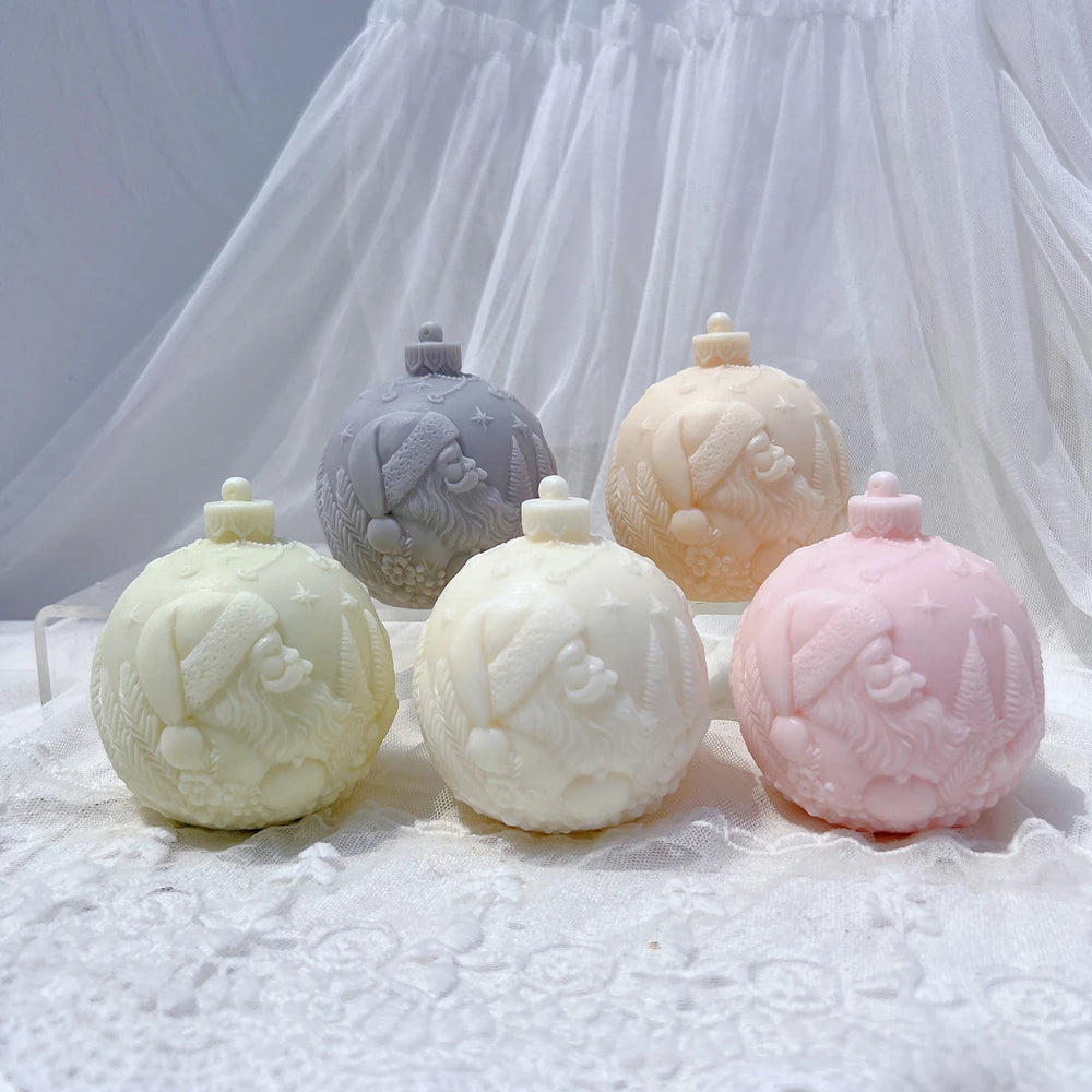 Ball Shape Silicone Candle Mold 5 Designs Christmas