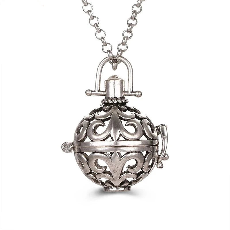 Collana con medaglione con campanellino musicale e chiamata a sfera degli angeli, collana vintage per la gravidanza.