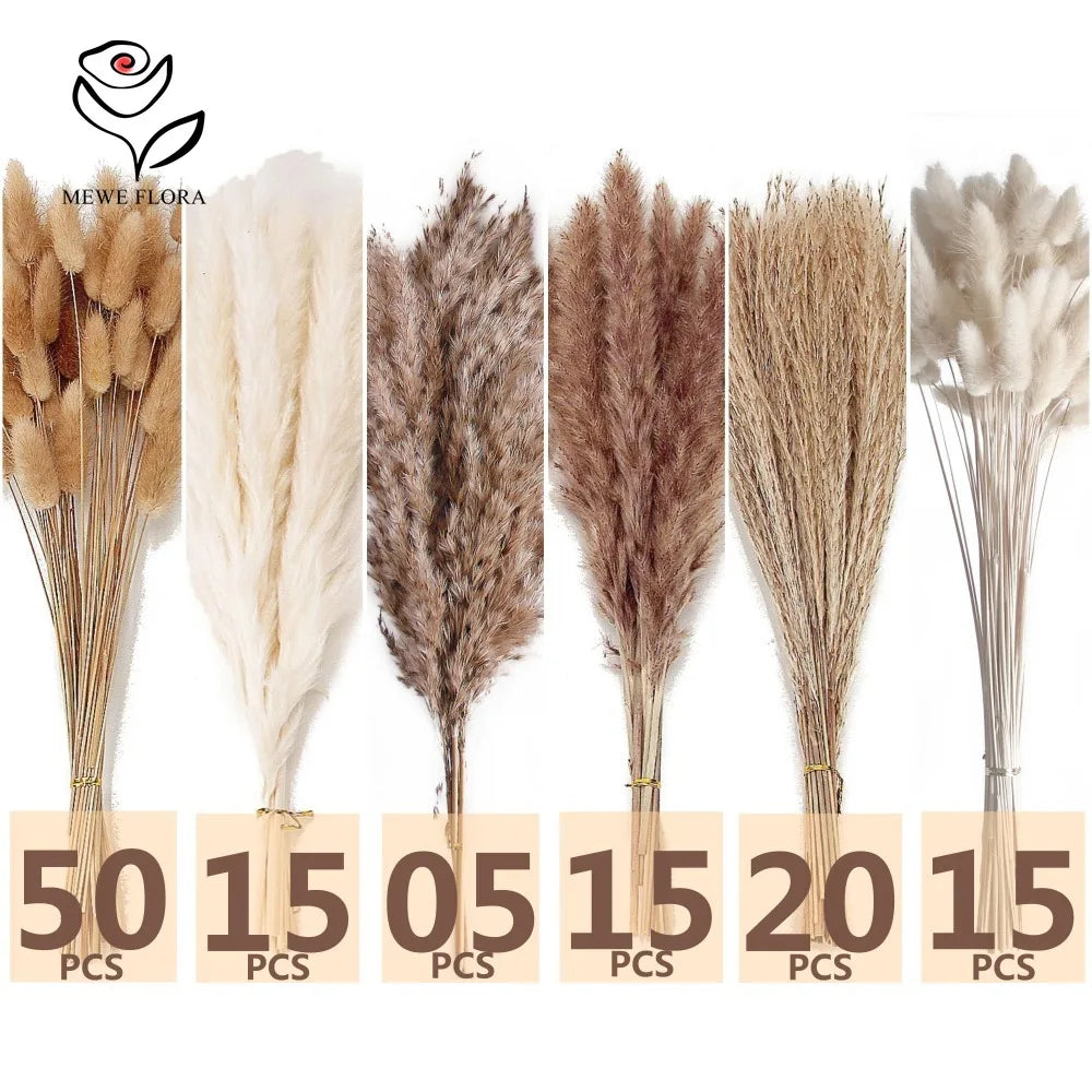 Fiori artificiali secchi di erba di coda di coniglio della Pampa soffice, 120 pezzi