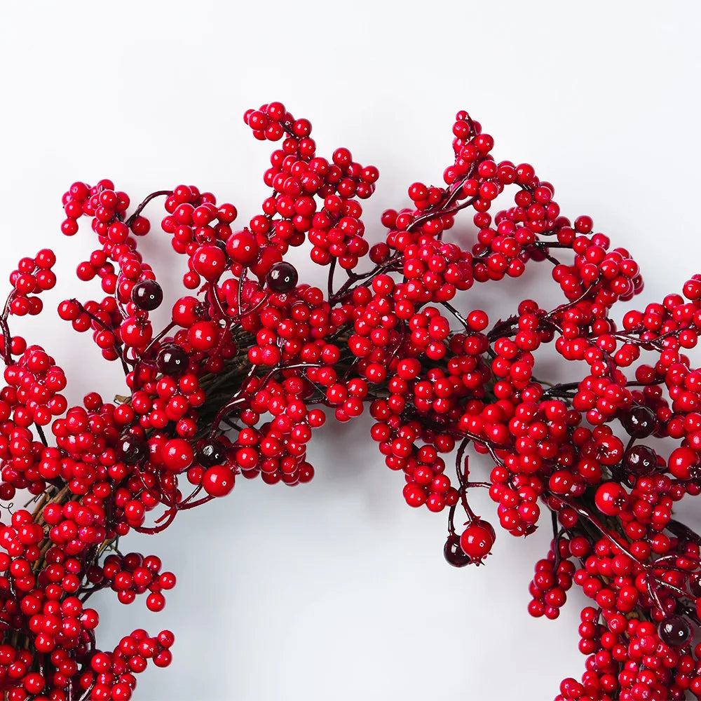Christmas Red Berry Wreath for Front Door Outside Handmade.