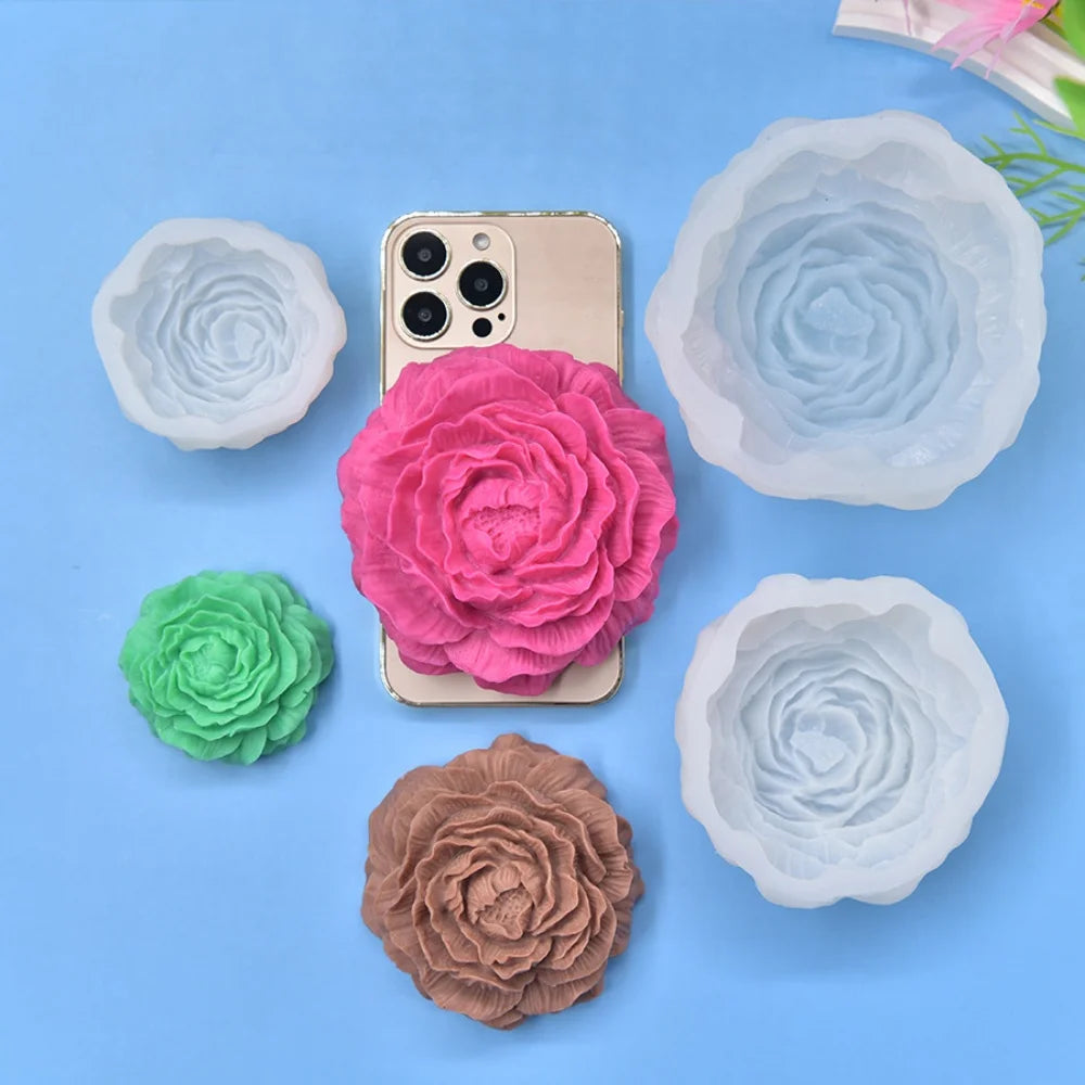 Peony Candle Silicone Mold Size: 9.6*4.5cm
