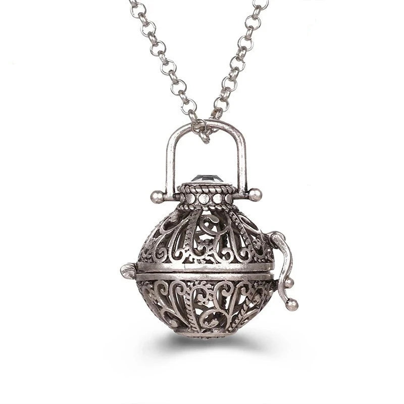 Collana con medaglione con campanellino musicale e chiamata a sfera degli angeli, collana vintage per la gravidanza.