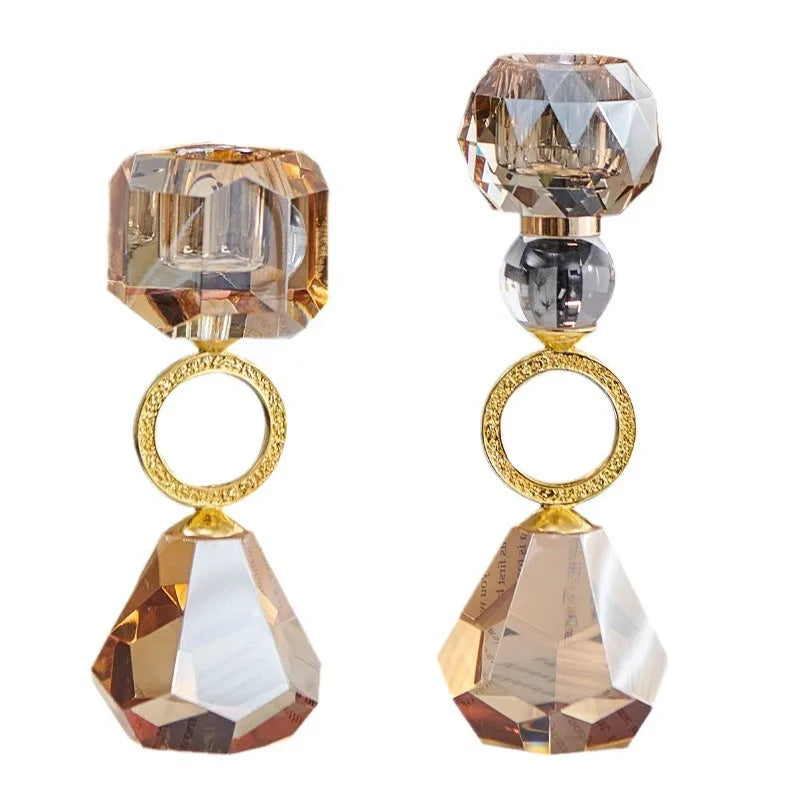 Crystal Candle Holder, Modern Champagne Color