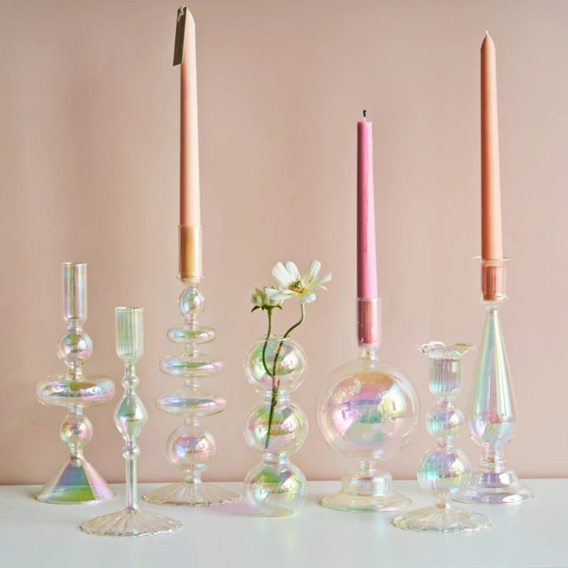 Nordic Rainbow Vase Flower Glass Candle Holder