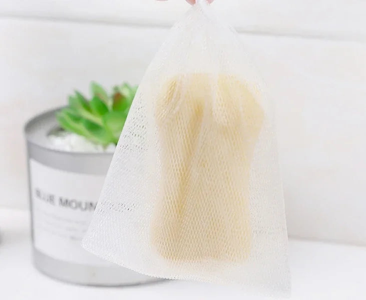 Sacchetto in rete portatile per sapone schiumogeno per bagno/doccia, detergente corpo esfoliante