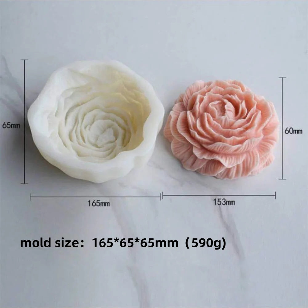 Peony Candle Silicone Mold Size: 9.6*4.5cm