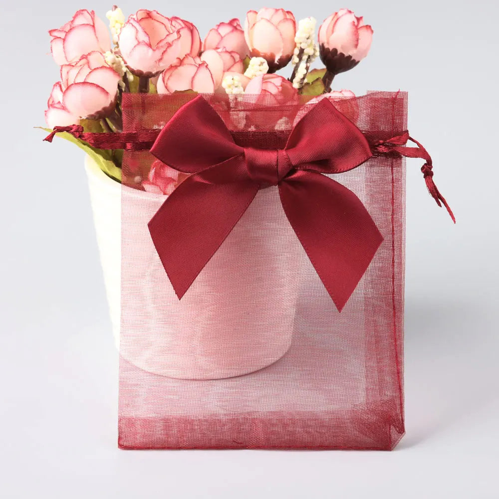 Organza Gift Bag Bow knot Drawstring Pouch.