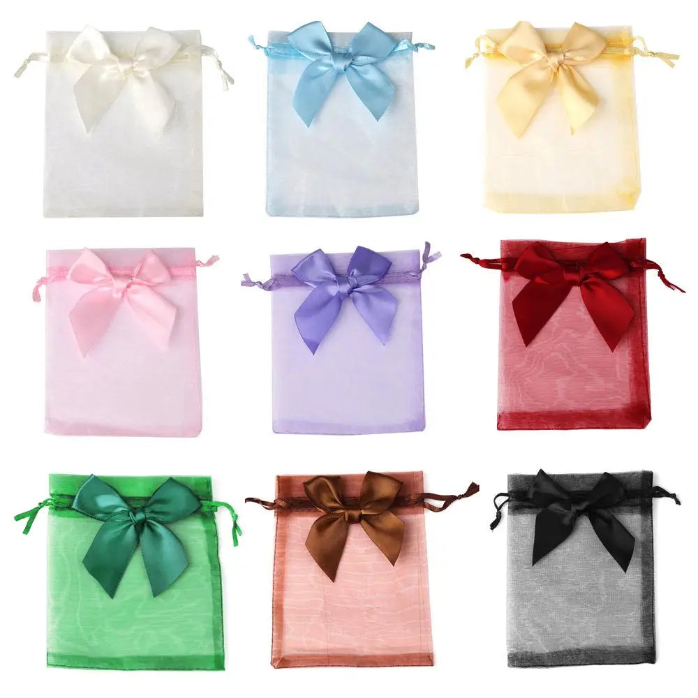 Organza Gift Bag Bow knot Drawstring Pouch.