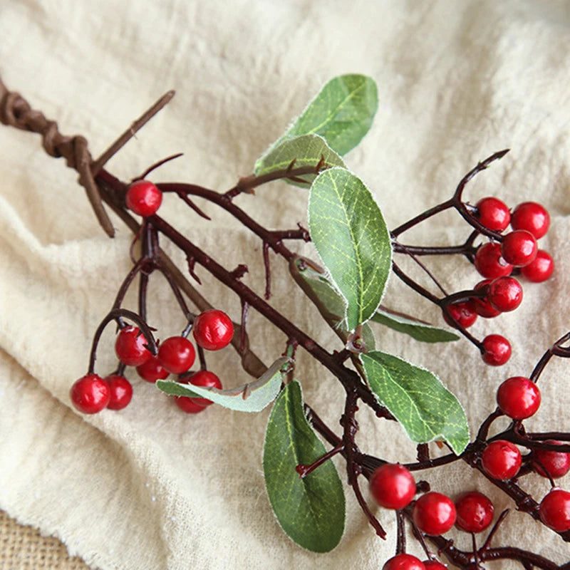 Ramo de flores artificiales, flores secas, decoración navideña para el hogar, bayas, 2025