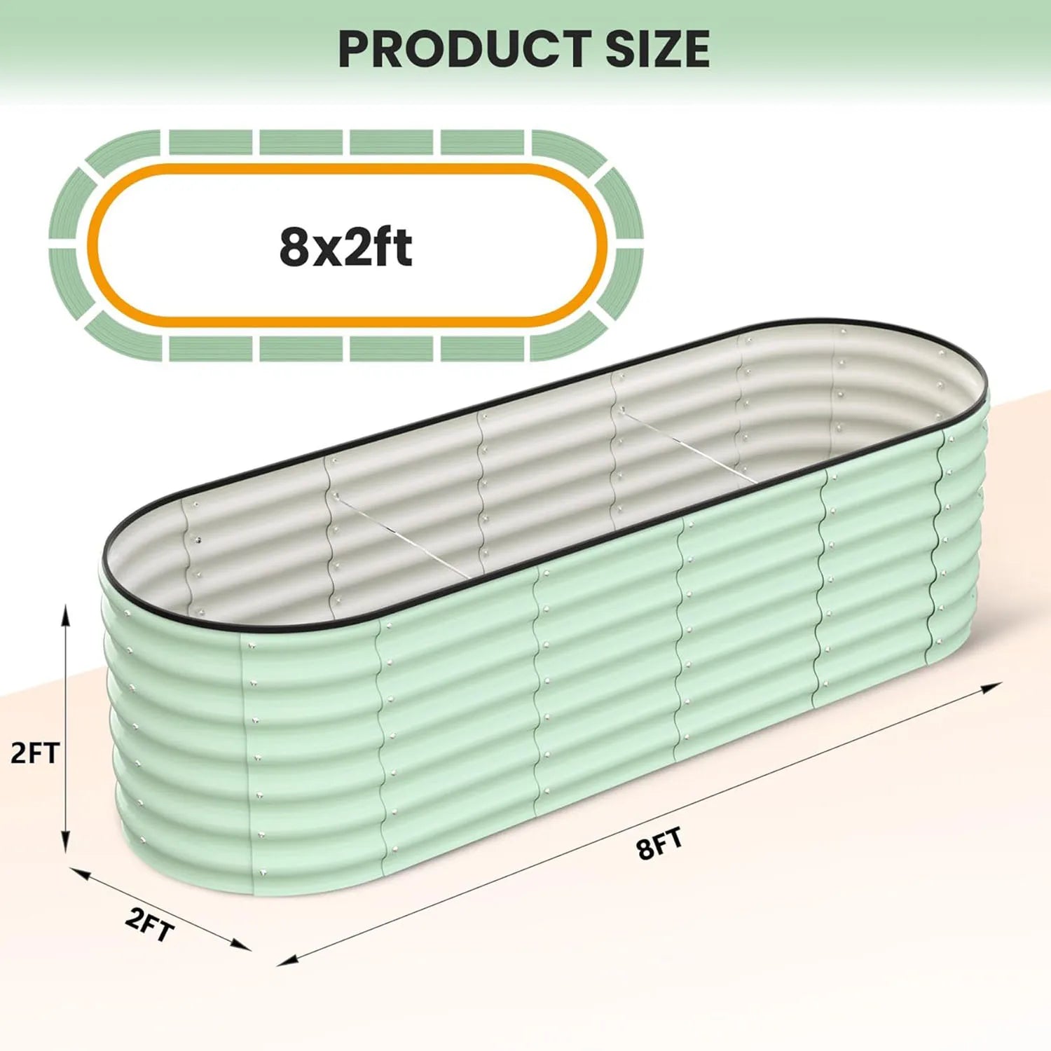 Oval Galvanized Raised Garden Bed Deep Root Planter Box.