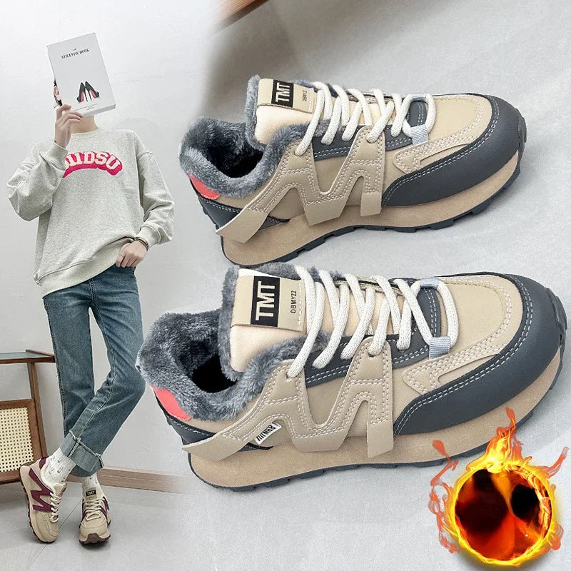 Scarpe da ginnastica invernali in cotone soffici e calde da donna 2025