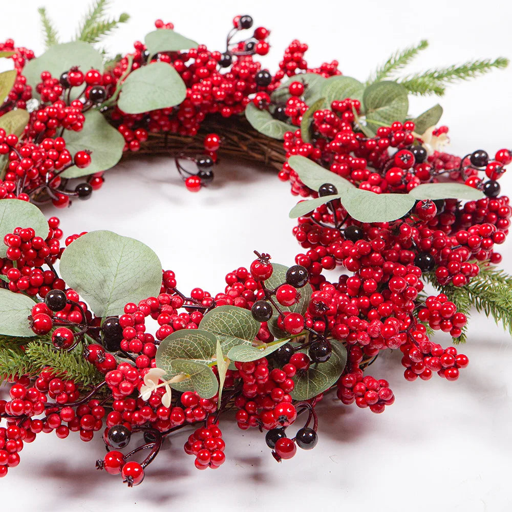 Christmas Red Berry Wreath for Front Door Outside Handmade.