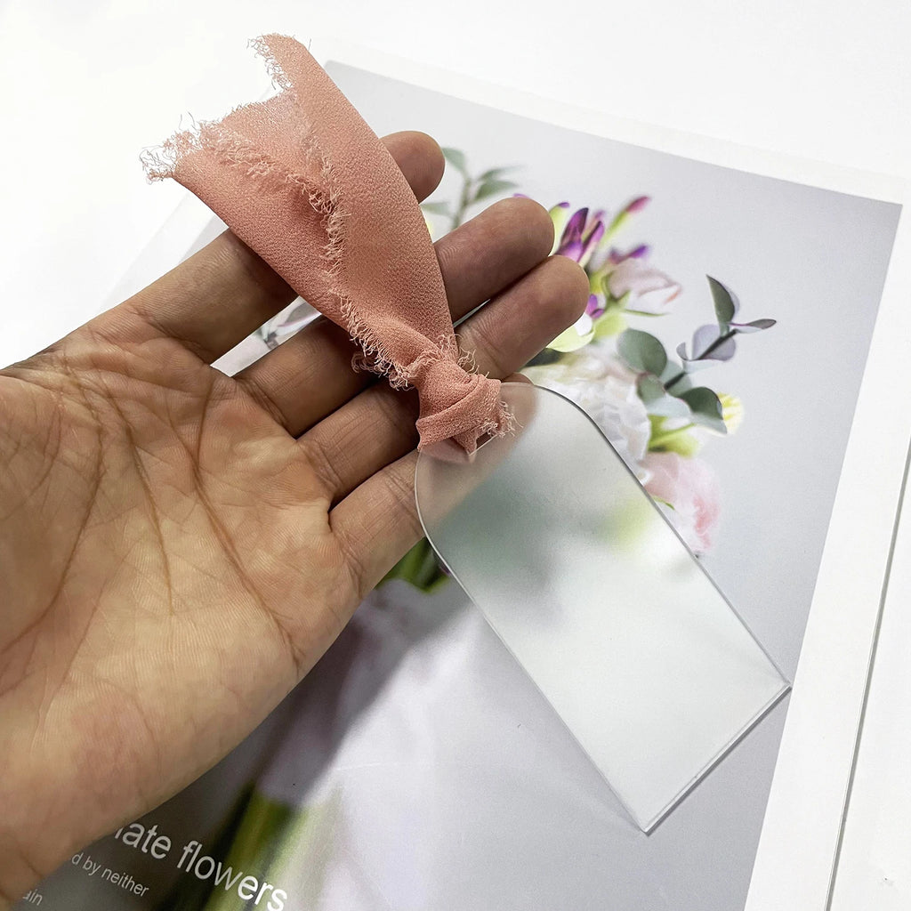 Tarjeta de lugar de boda de acrílico con arco de etiqueta de nombre de acrílico esmerilado, 10/20/50 piezas