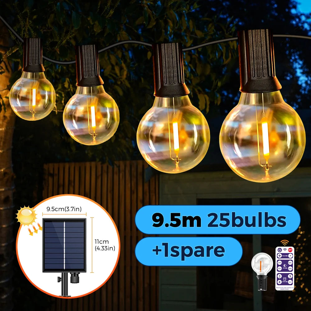 Luces navideñas para patio al aire libre, alimentadas por energía solar y USB, resistentes al agua.