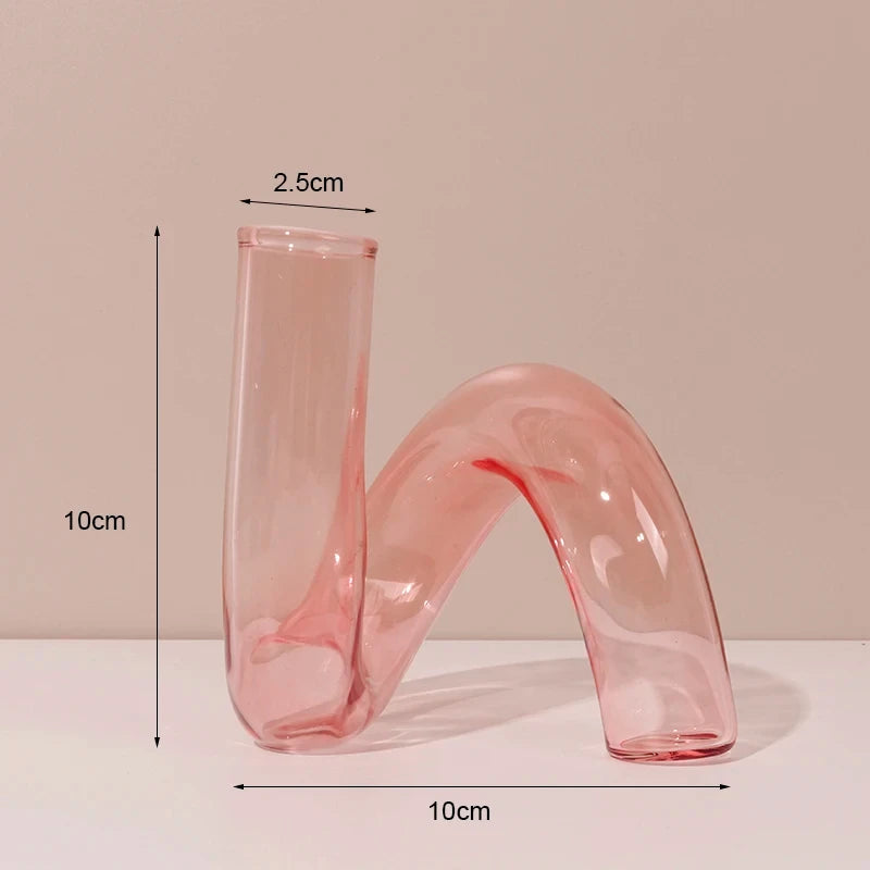 Navy Glass Candle Holder Stripe Flower Glass