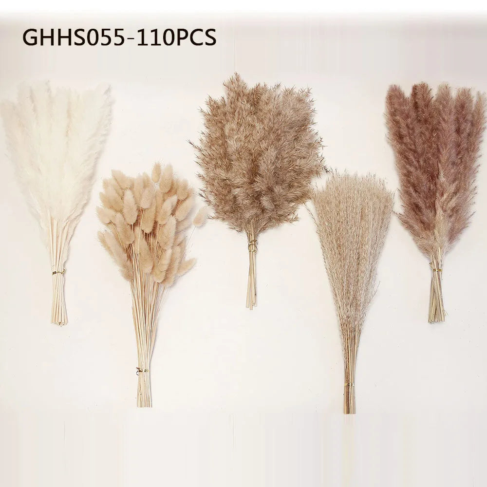 Fiori artificiali secchi di erba di coda di coniglio della Pampa soffice, 120 pezzi