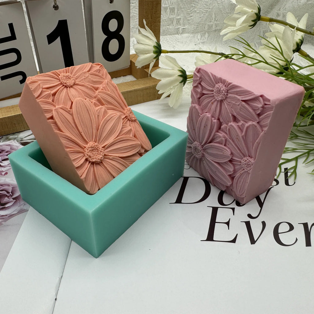 Elegant Sunflower Soap Mold 3D Rectangler