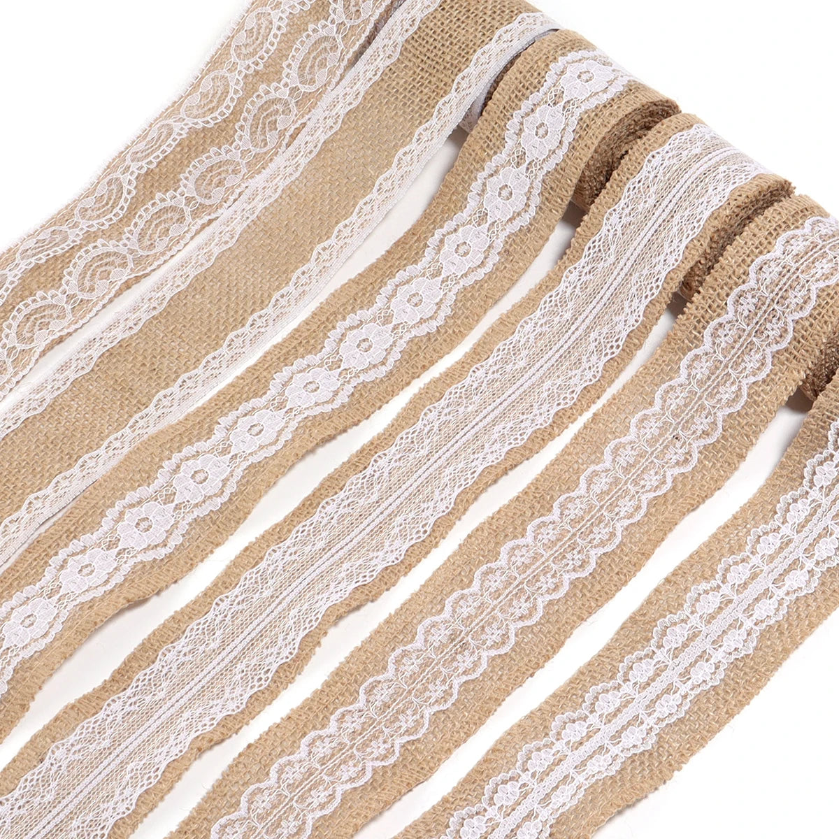 Natural ﻿Lace Linen Jute Ribbons 2 yards/roll.