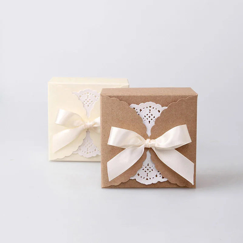 Wave Solid Kraft Paper Candy Box 10/20Pcs Wedding Favor Gift Box.