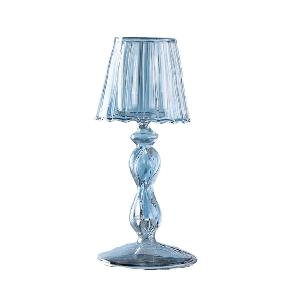 Glass High Footed Striped Candlestick Creative Delicate.