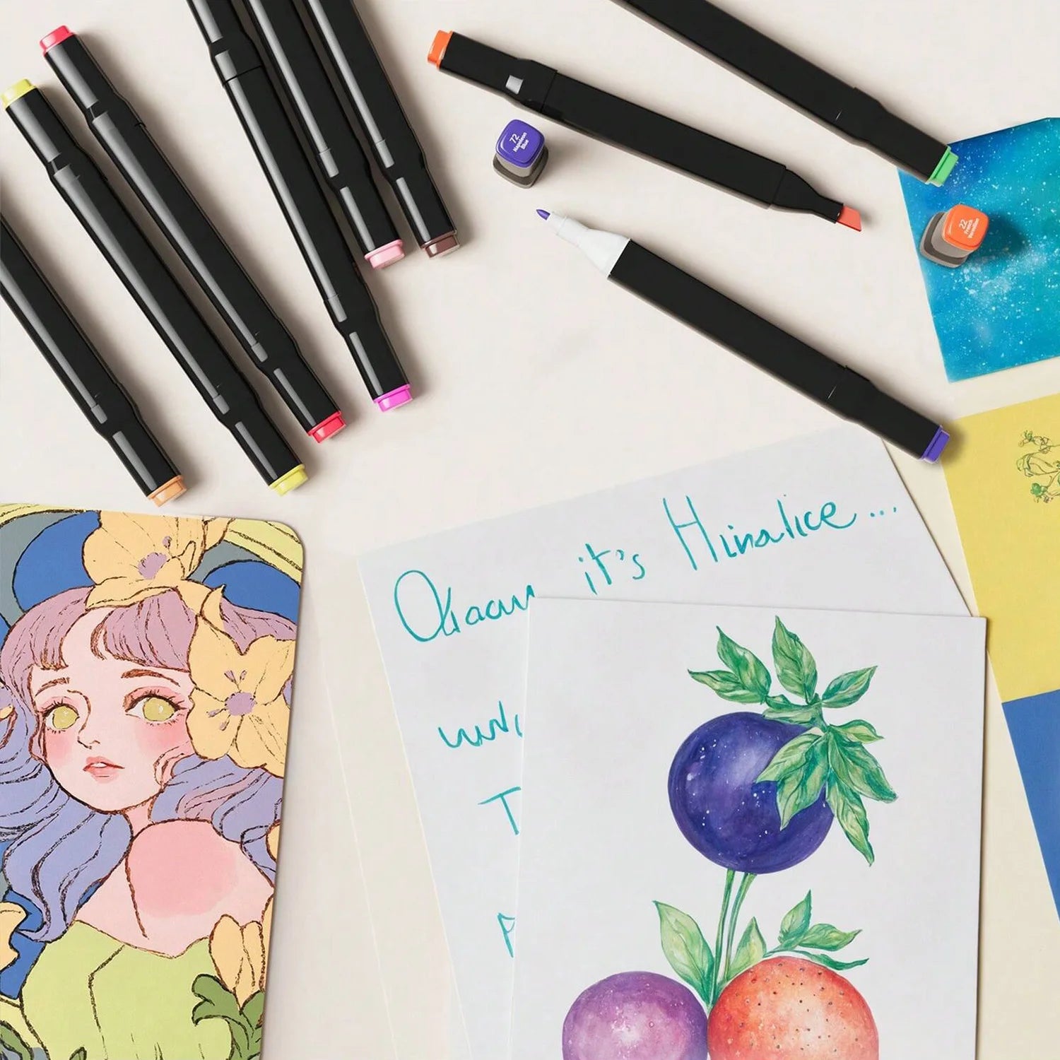 Pennarelli da disegno a doppia punta, pennarelli permanenti per schizzi artistici e alcolici.