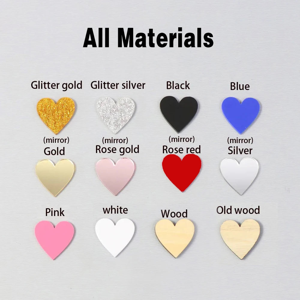Custom Wedding Favor Tag Anniversary Heart Shape Mirror Tag.