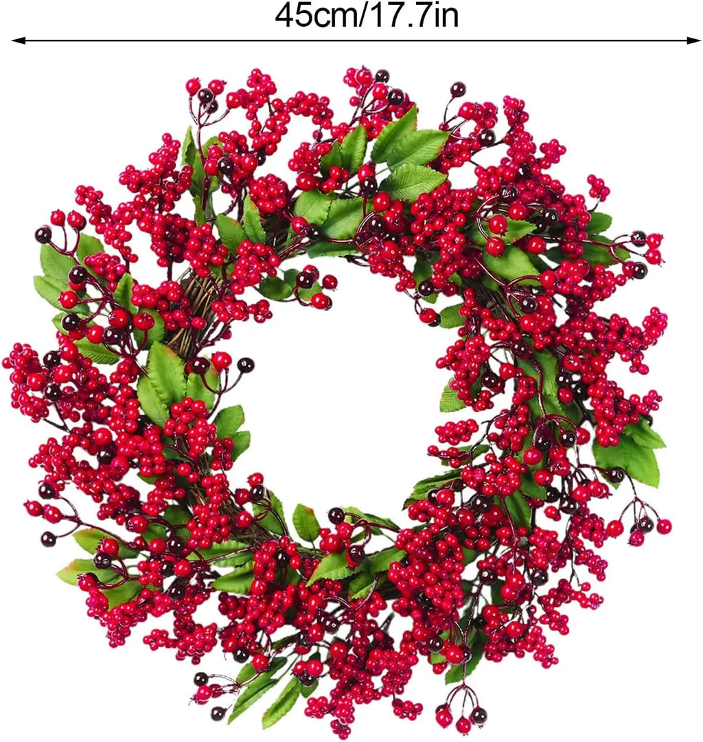 Christmas Red Berry Wreath for Front Door Outside Handmade.