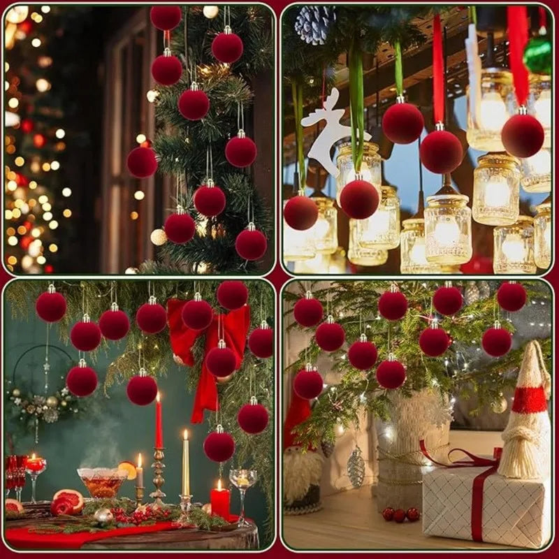 Palline di Natale in velluto, decorazione per albero di Natale da 6 cm.