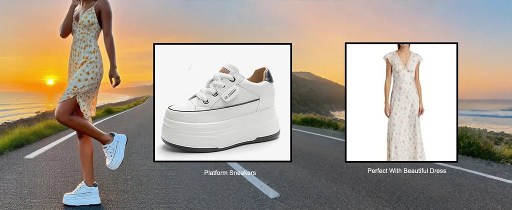 Fujin platform sneakers for women Genuine Leather