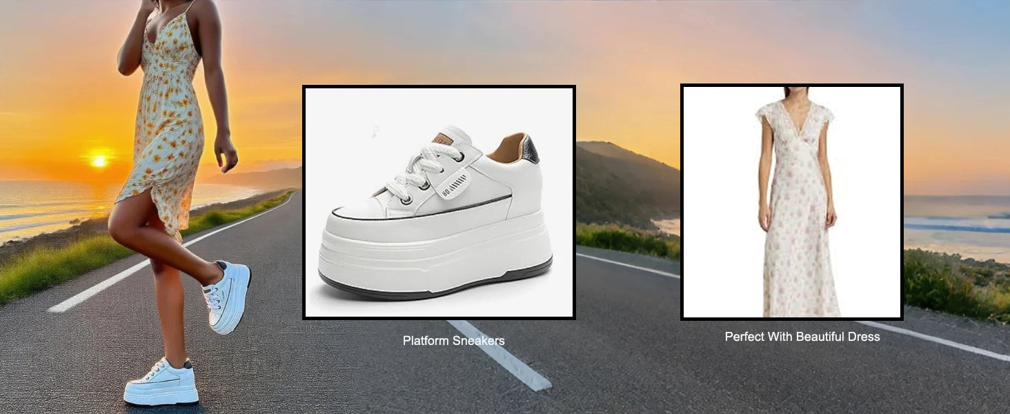 Sneakers con plateau Fujin da donna in vera pelle