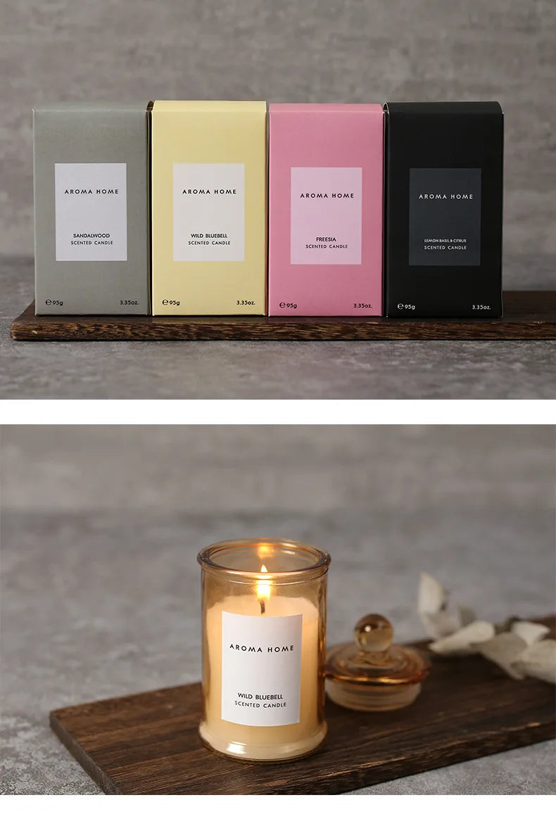 Candela profumata in barattolo di vetro vintage, cera di soia, aromaterapia