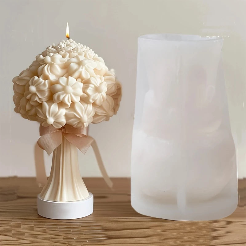 Large Peony Flower Candle Silicone Mold 3D