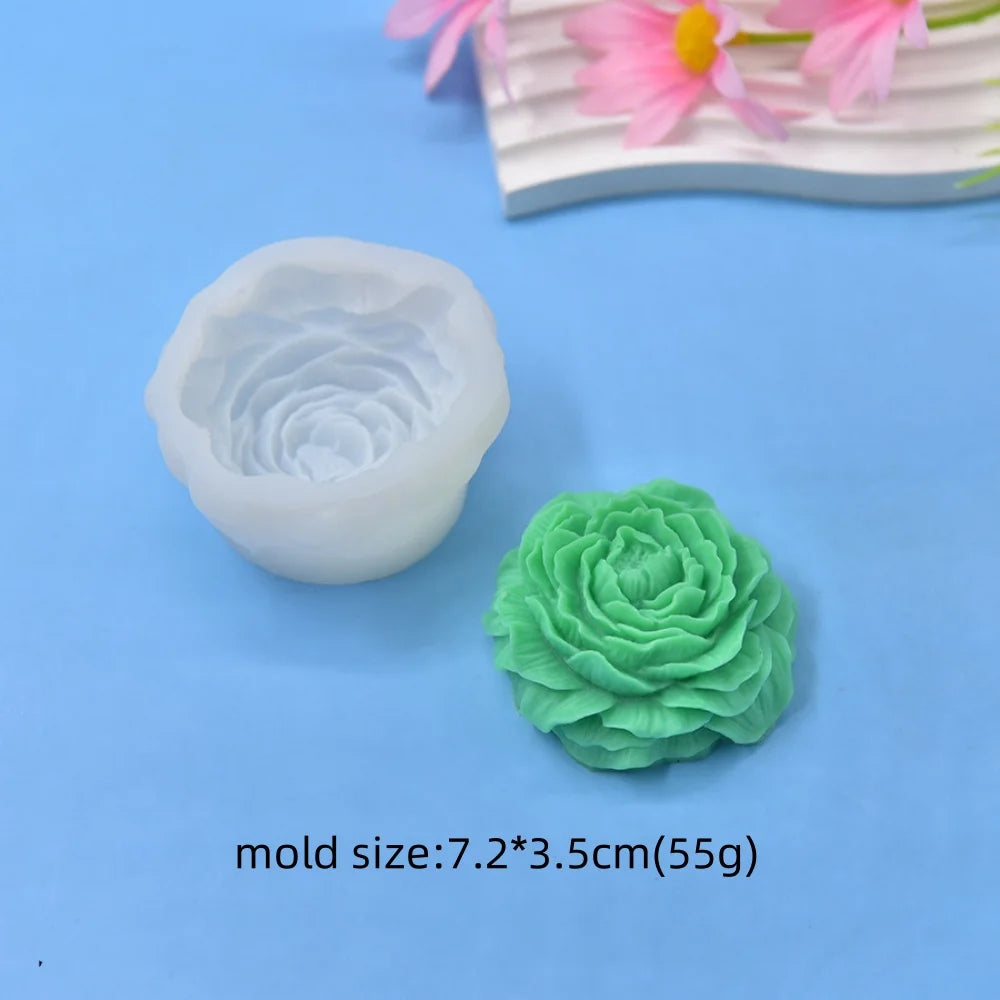 Peony Candle Silicone Mold Size: 9.6*4.5cm