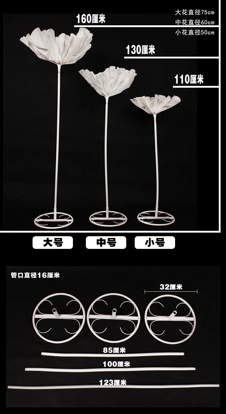 Grandi fiori artificiali in schiuma con supporto per guinzaglio stradale, 50/60/75 cm