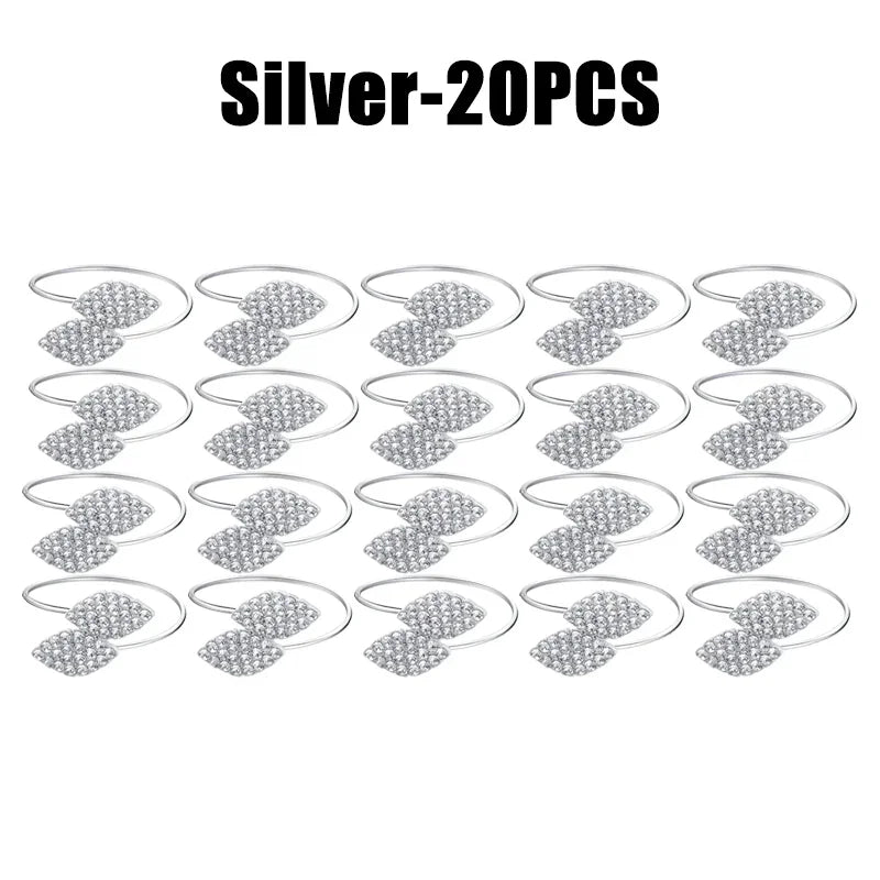 Anelli per tovaglioli con foglie, eleganti decorazioni da tavola in foglia d'oro.