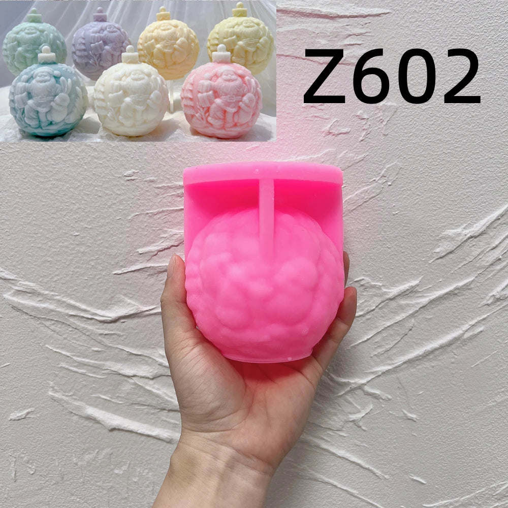 Ball Shape Silicone Candle Mold 5 Designs Christmas
