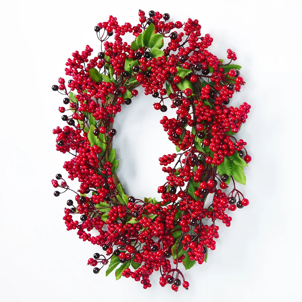 Christmas Red Berry Wreath for Front Door Outside Handmade.