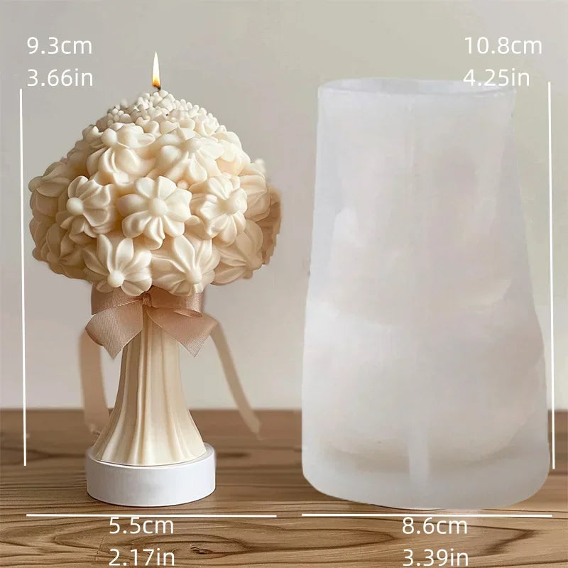 Large Peony flower ball rose candle silicone mold