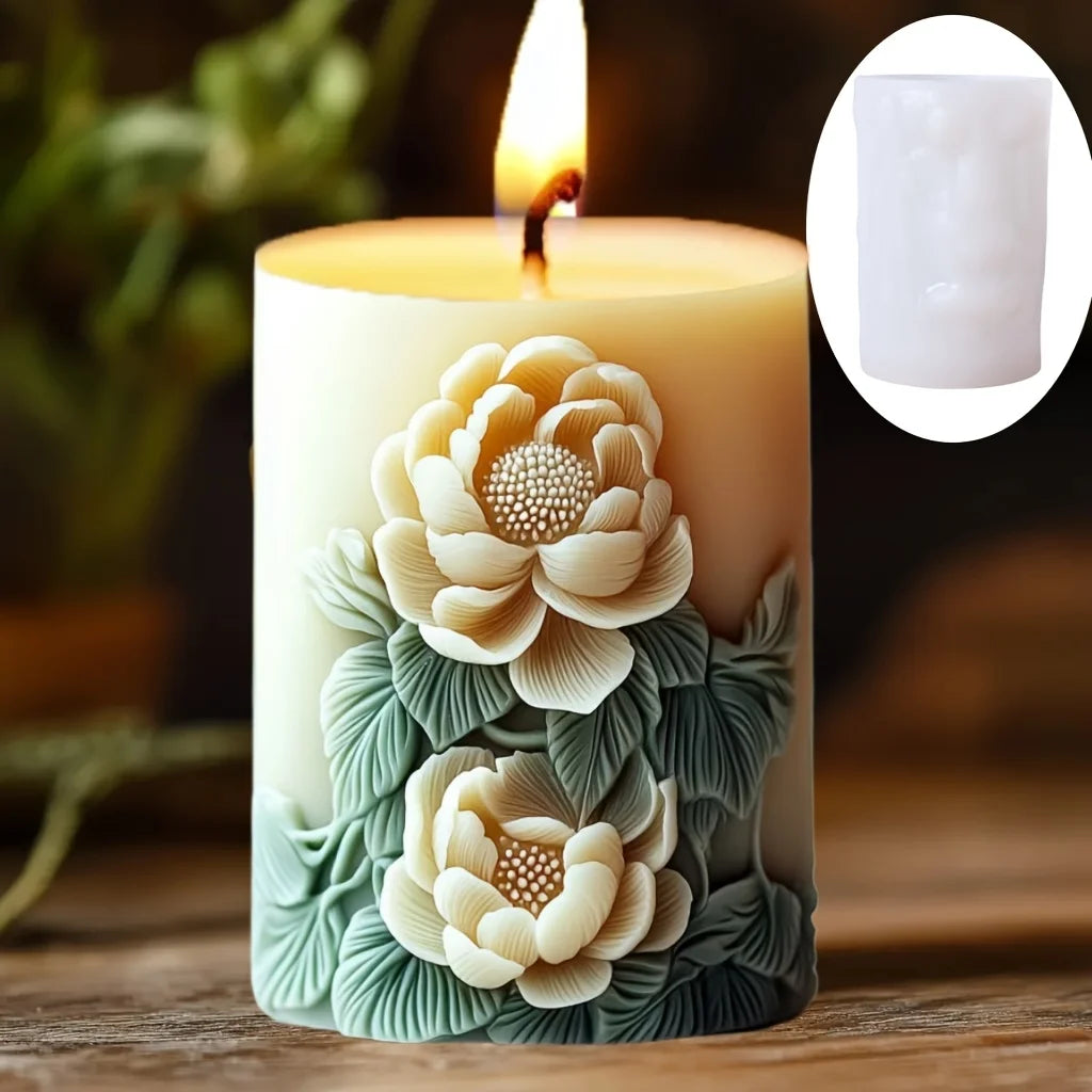 Silicone Mold Flower Lavender Gypsum Cylindrical Candle Making