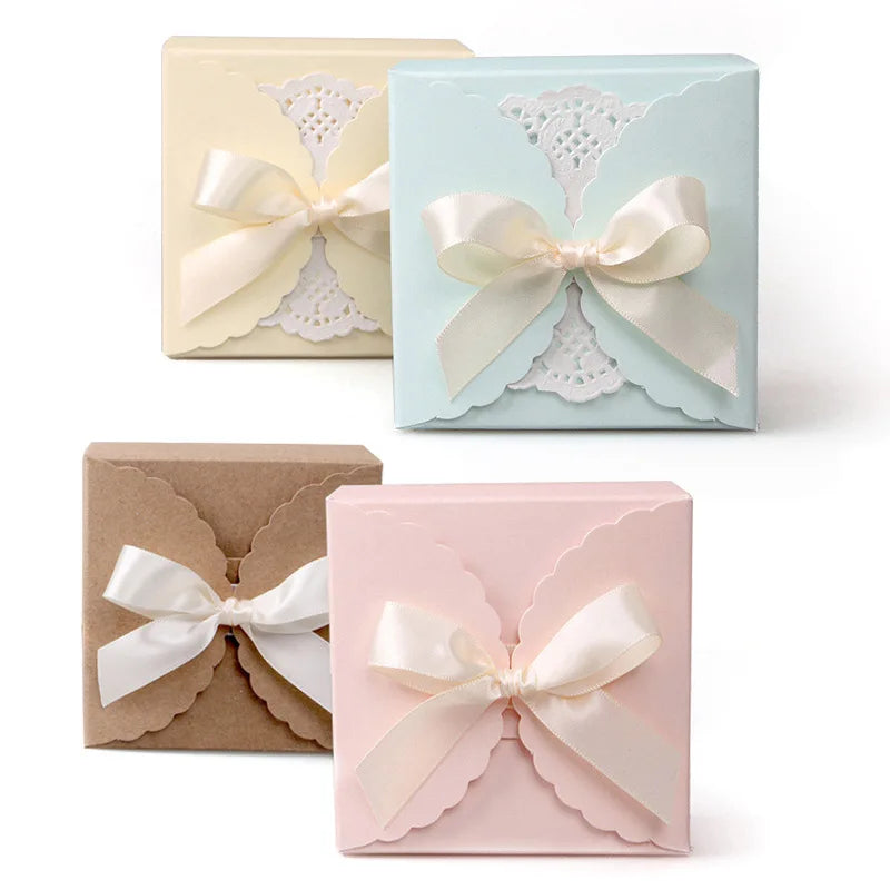 Wave Solid Kraft Paper Candy Box 10/20Pcs Wedding Favor Gift Box.