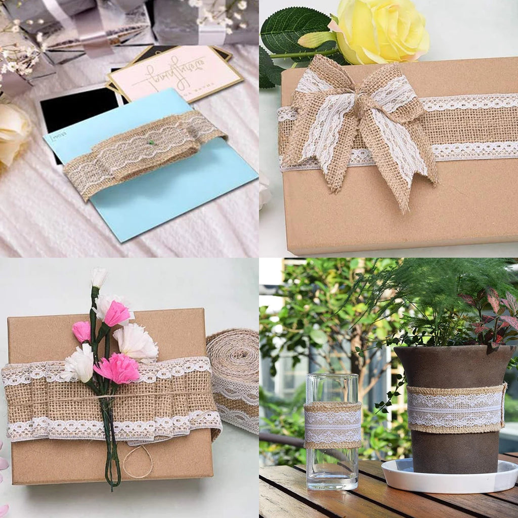 Natural ﻿Lace Linen Jute Ribbons 2 yards/roll.