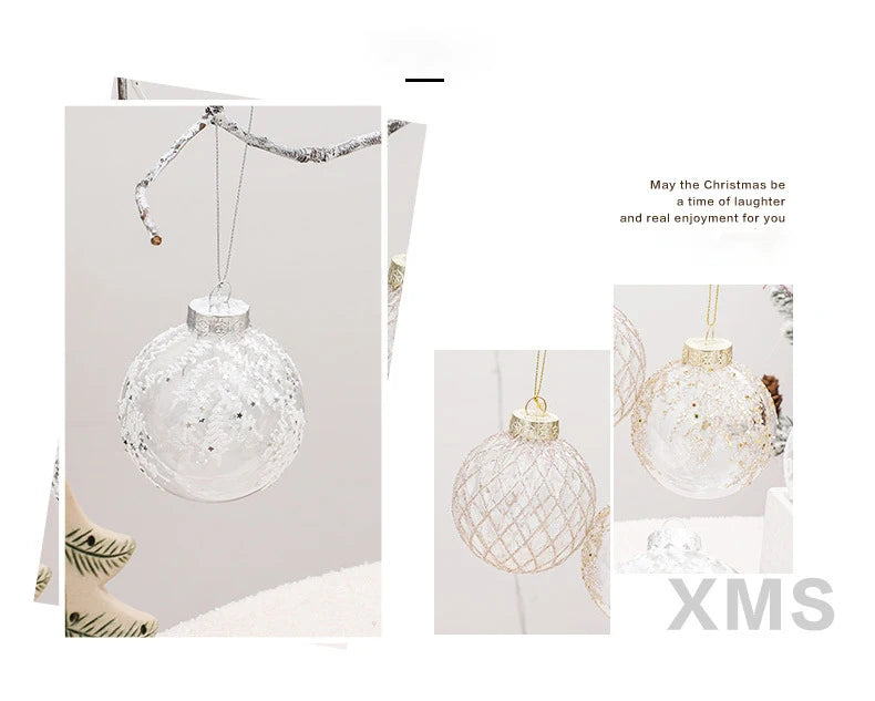 Juego de bolas navideñas para fiestas irrompibles transparentes de 8 cm.