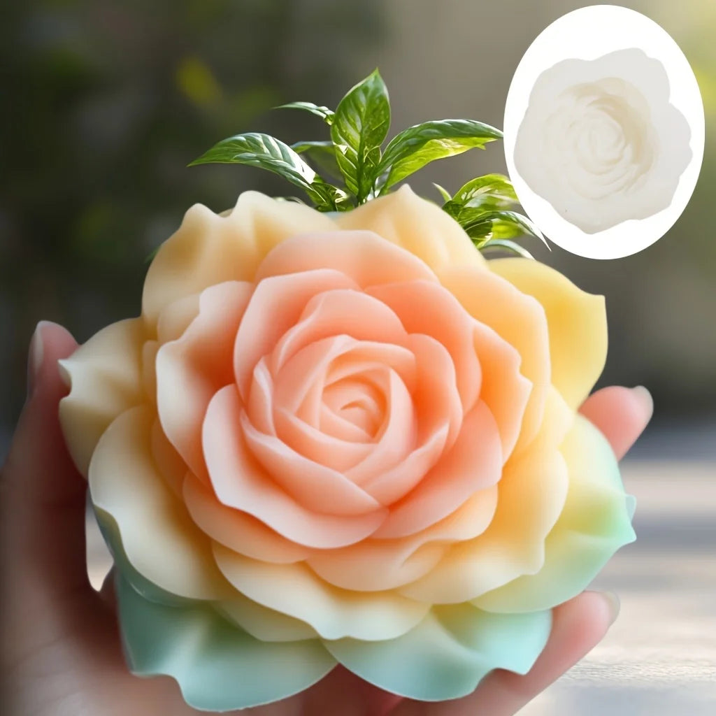 Large Peony Flower Candle Silicone Mold 3D
