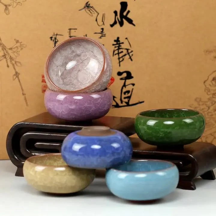 Handmade Ice Crack Ceramic Candlestick Bowl