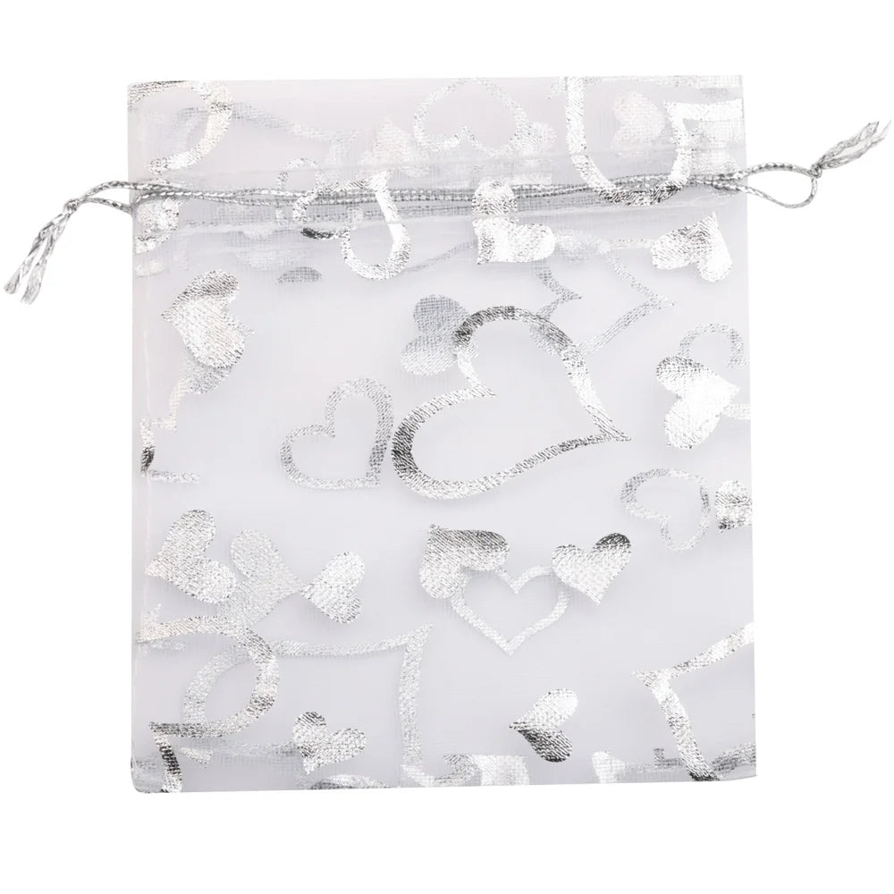 Love Heart Organza Pouches For Events 100 Pcs.