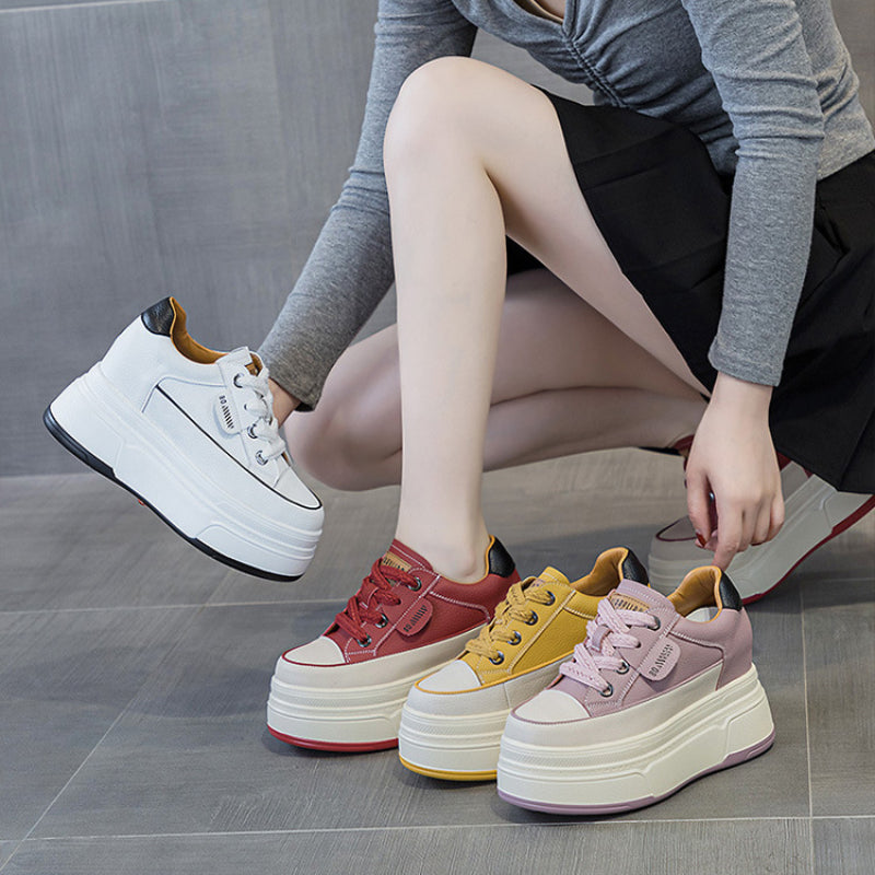 Fujin platform sneakers for women Genuine Leather