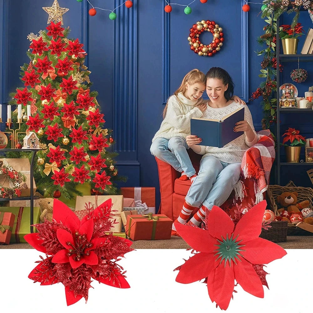 Adornos florales artificiales de Feliz Navidad de calidad superior.