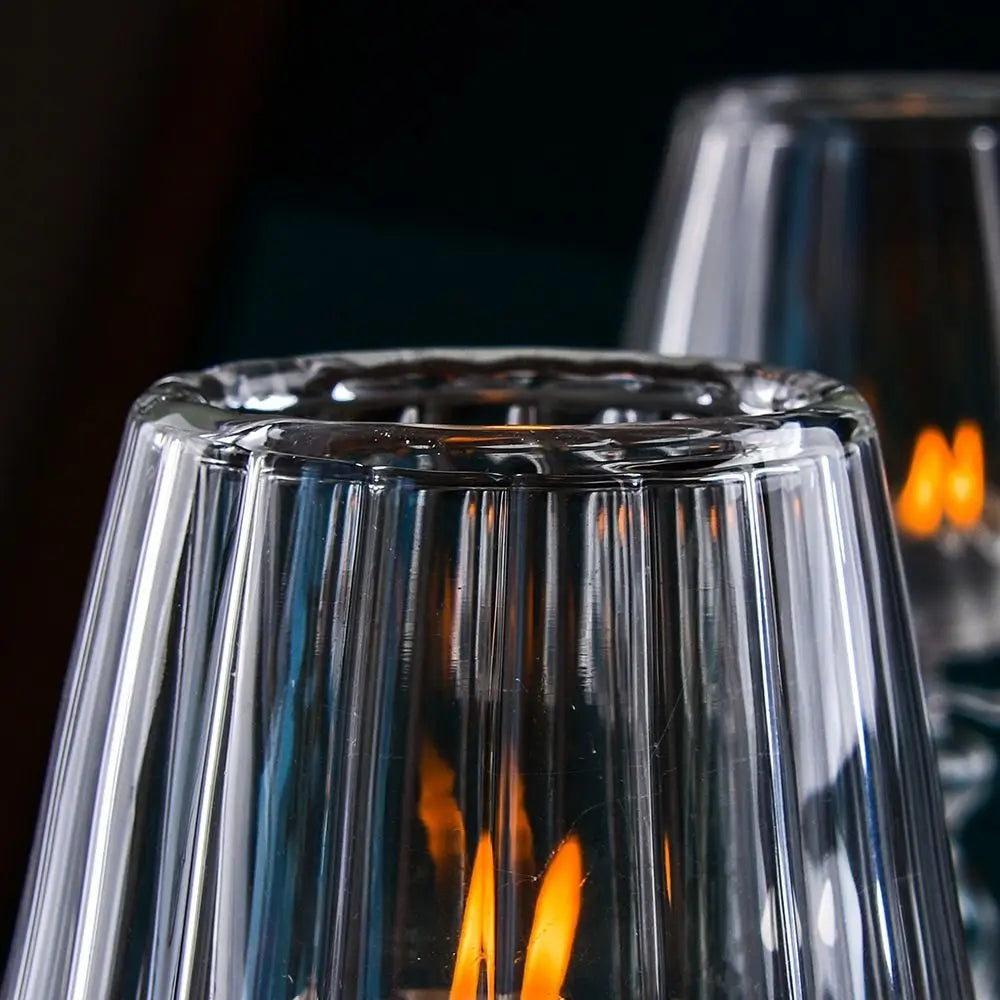 Glass High Footed Striped Candlestick Creative Delicate.