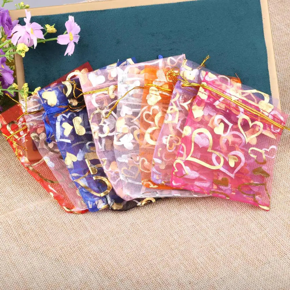 Love Heart Organza Pouches For Events 100 Pcs.